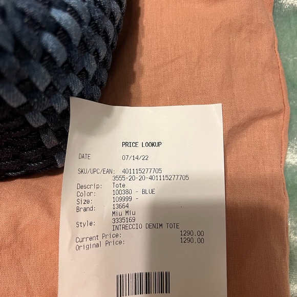 Miu Miu Small Denim weave tote - Picture 5 of 5